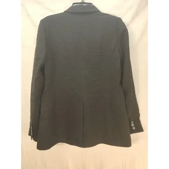 Simply Vera Wang Blazer Womens Med Black Textured Single Breasted Collared - Picture 6 of 7